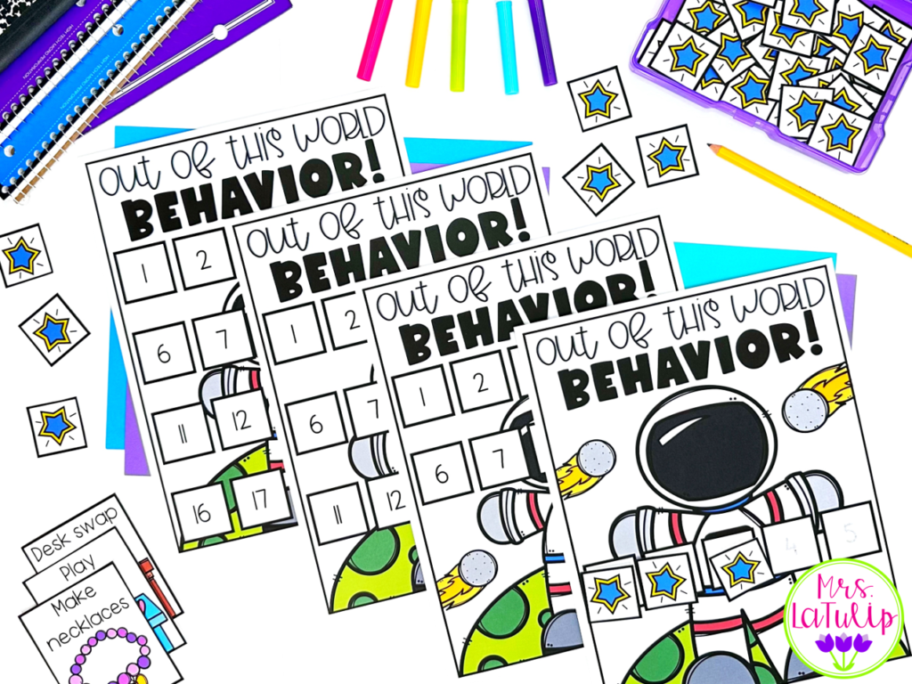 4 classroom reward system token charts for a Whole Class Behavior Management system