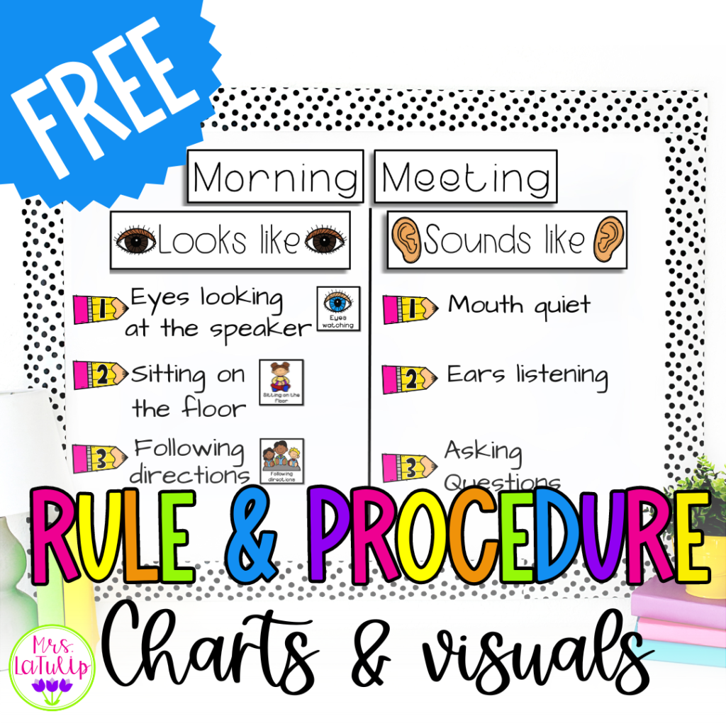 free rules and classroom procedure charts and visuals