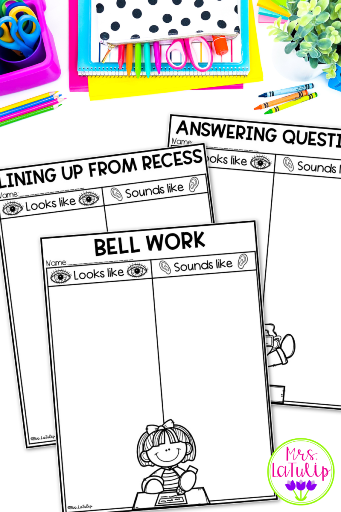 student printable charts for drawing/writing what a procedure look(s) and sound(s) like