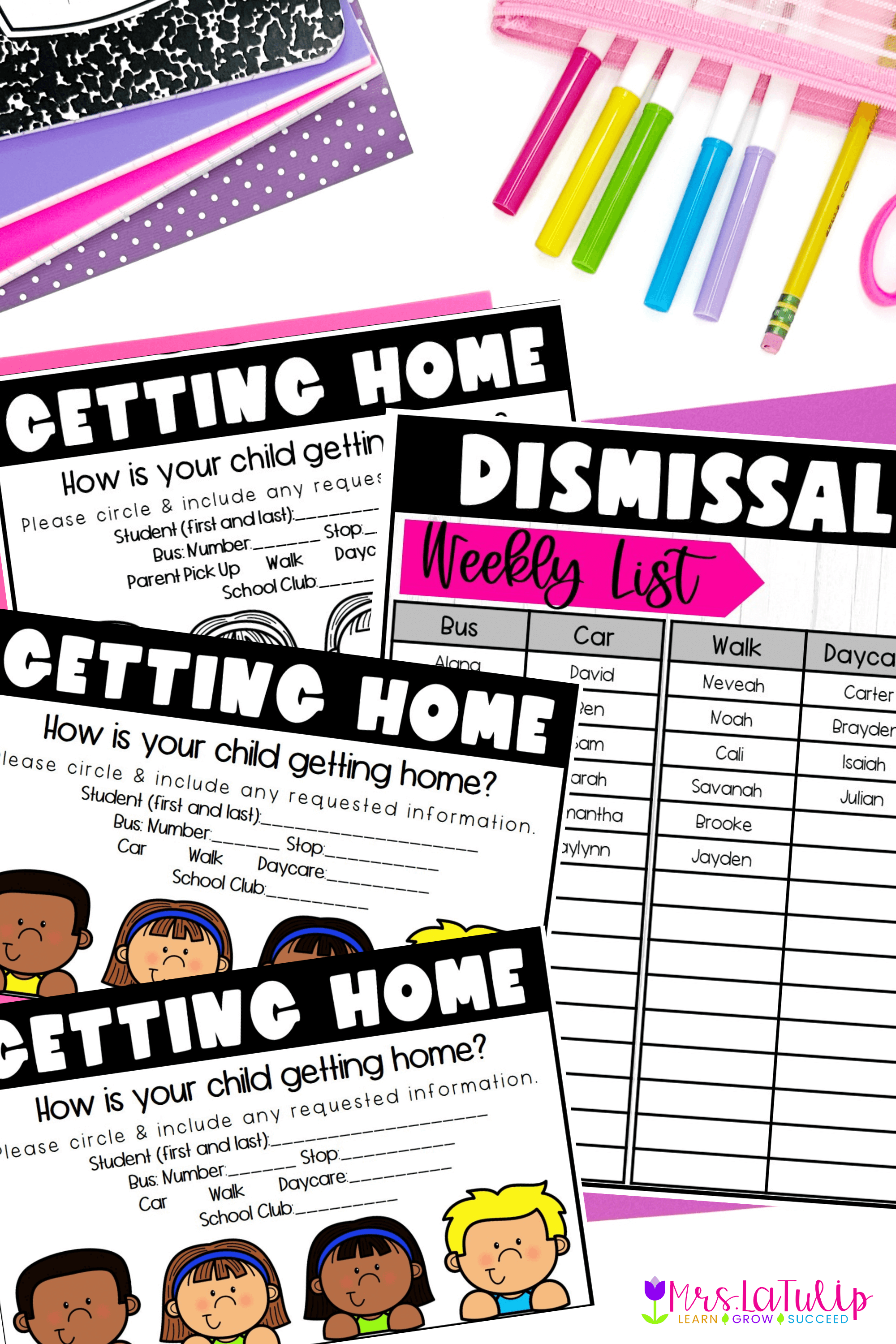 Student dismissal information forms for back to school