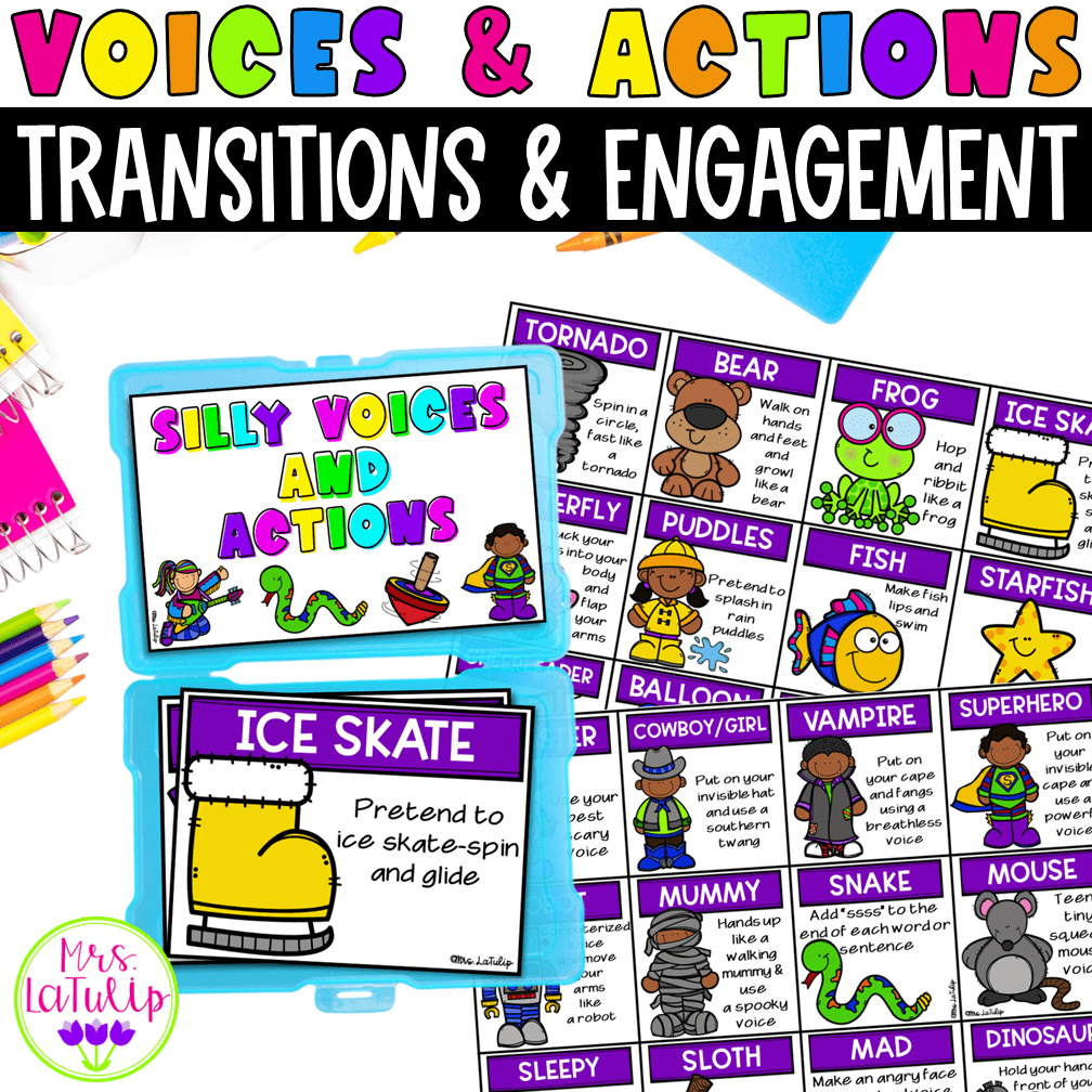 Activity for classroom Transition-movement and sound printable cards