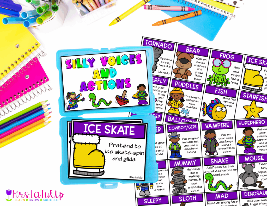Action & Voice Task Cards for classroom movement breaks and classroom transitions