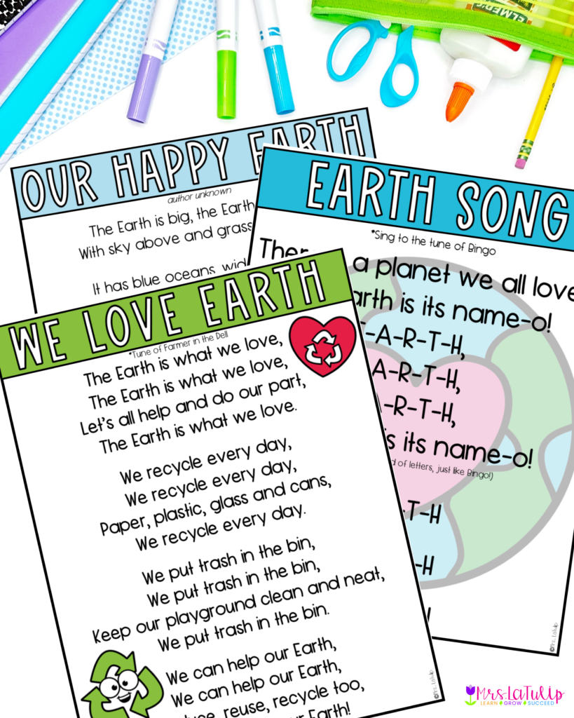 3 poems to use for Kindgerarten Earth Day celebrations