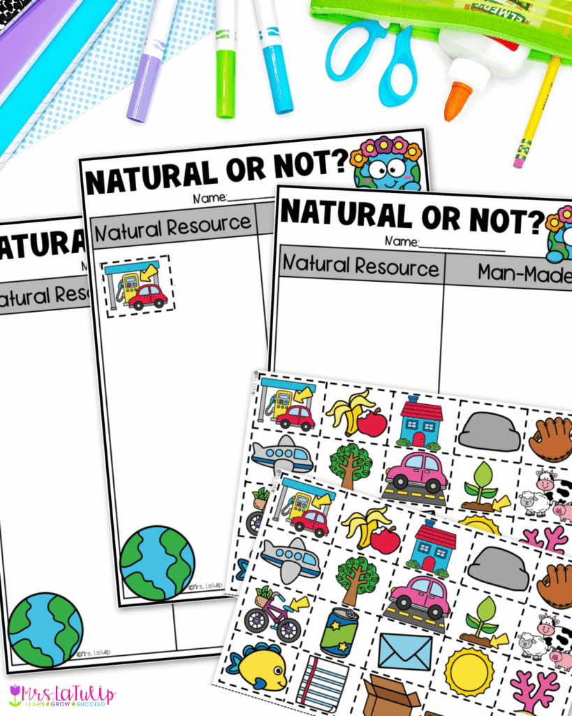 Natural vs. mad-made resource sort using a t-chart